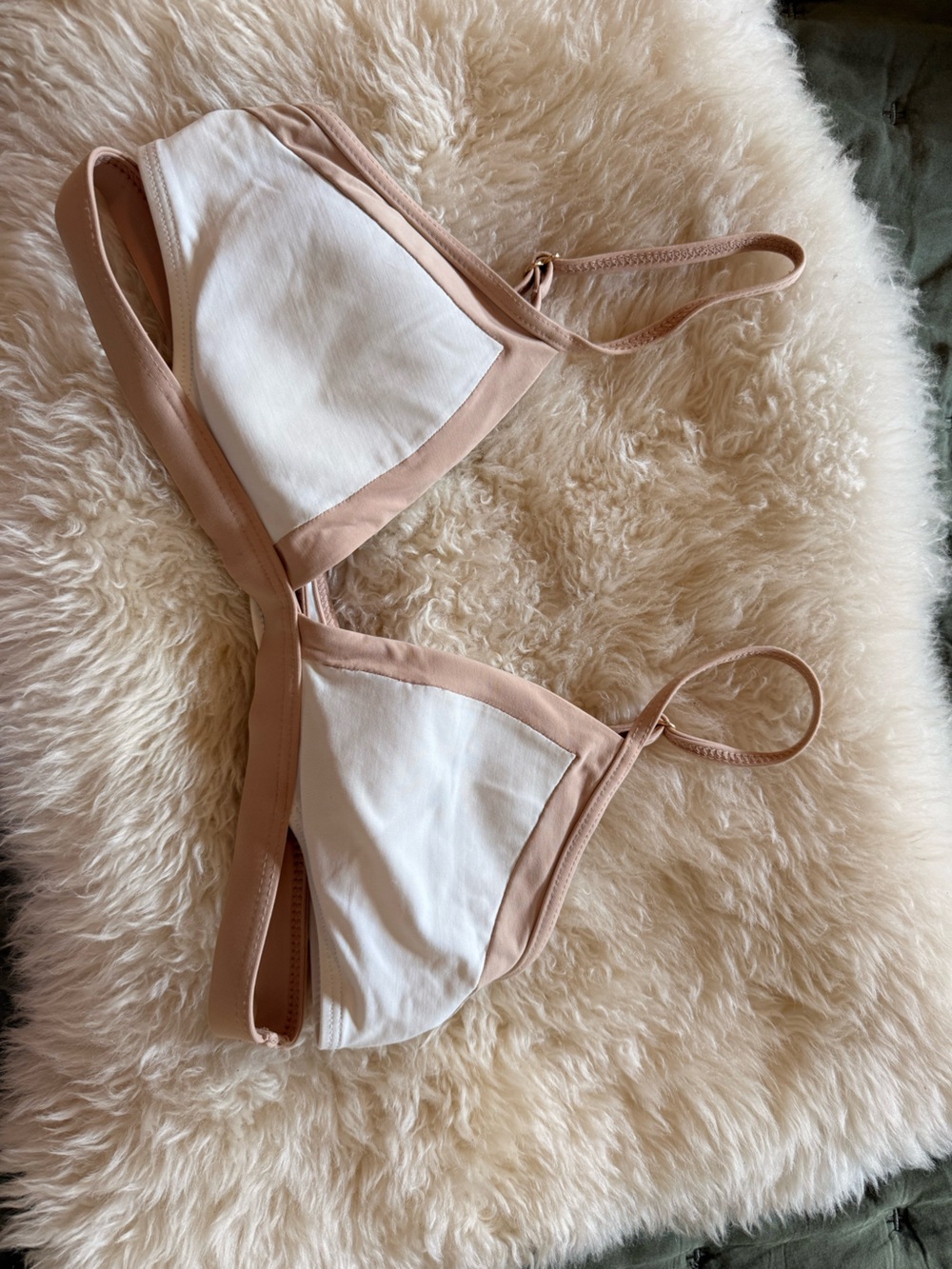 l*space Nude & White Triangle Bikini Top